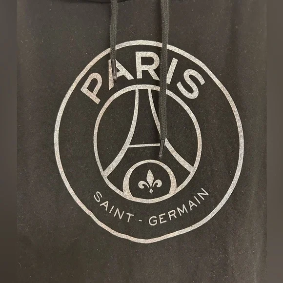Paris Saint-Germain Big  Black Logo Sweatshirt Size Large Hoodie - Picture 4 of 6